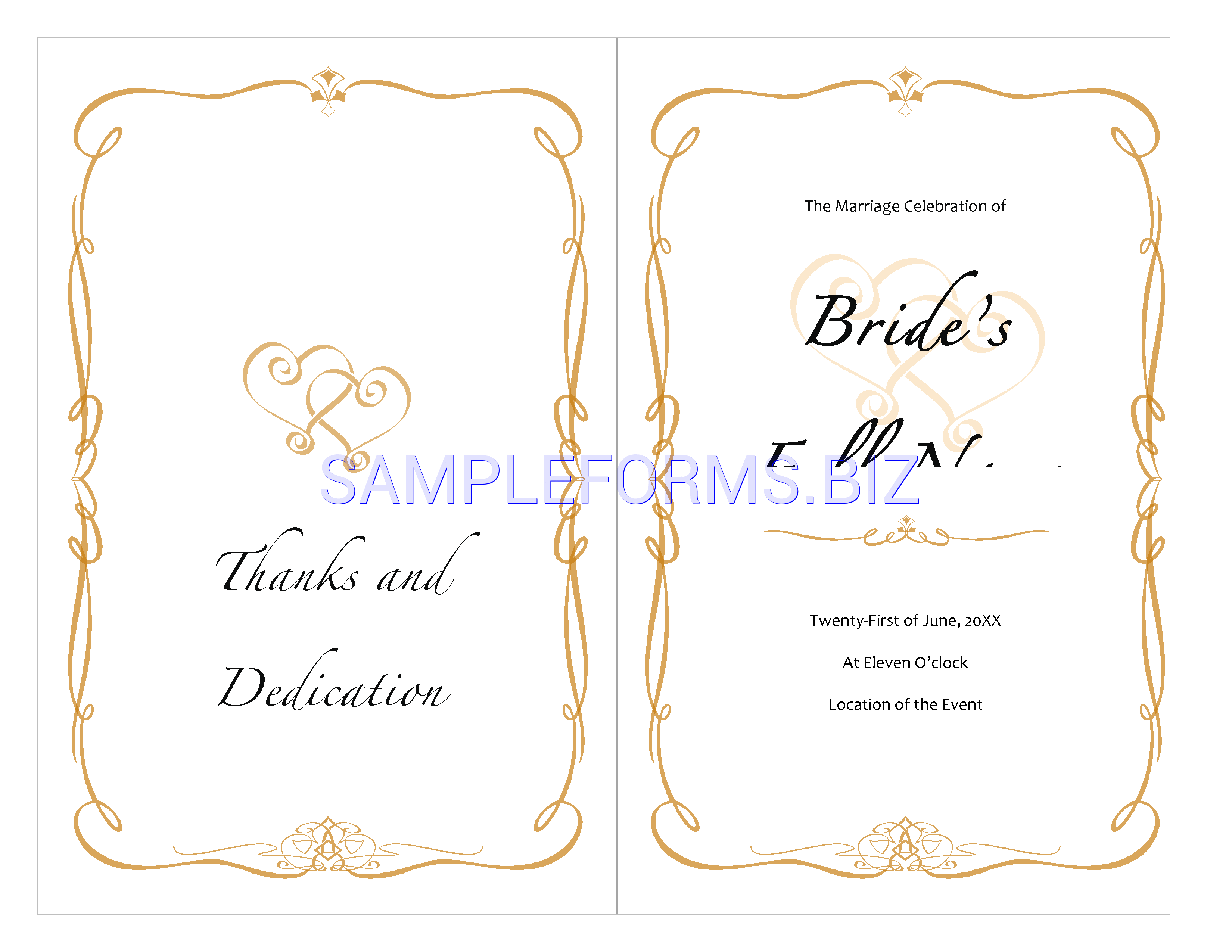 Preview free downloadable Wedding Program Template 2 in PDF (page 1)